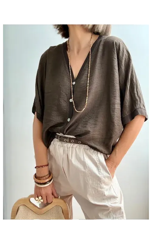 Rebeca Oversize de Botones Marrón