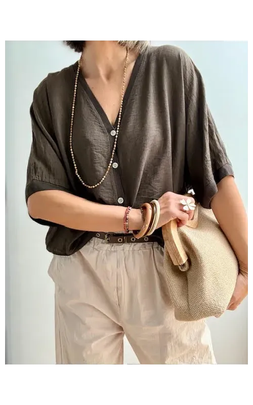 Rebeca Oversize de Botones Marrón