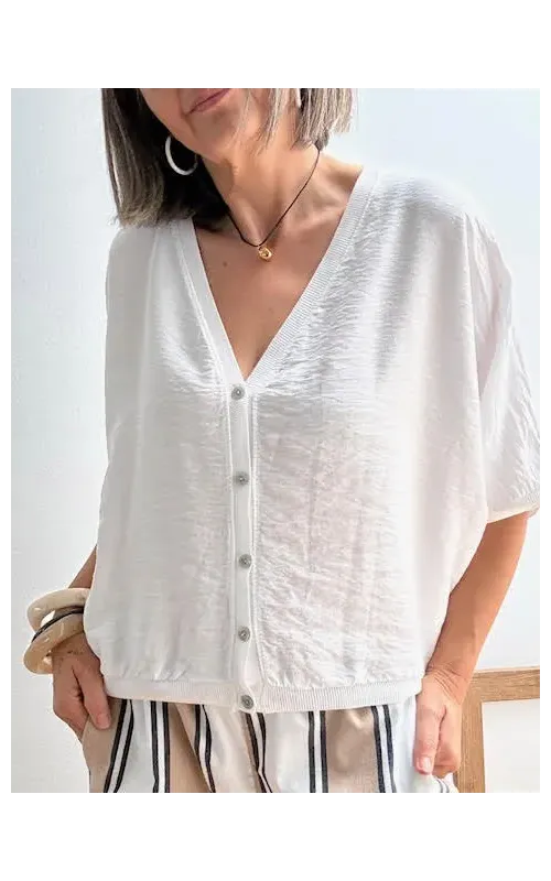 Rebeca Oversize de Botones Blanco