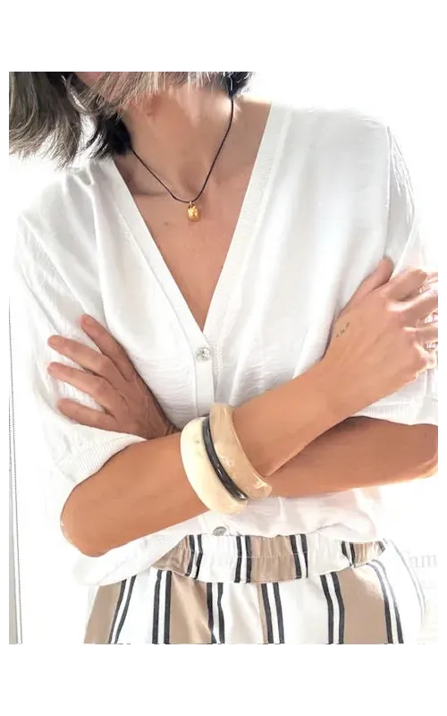 Rebeca Oversize de Botones Blanco