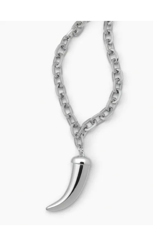 Collar Cadena Plateada & Cuerno