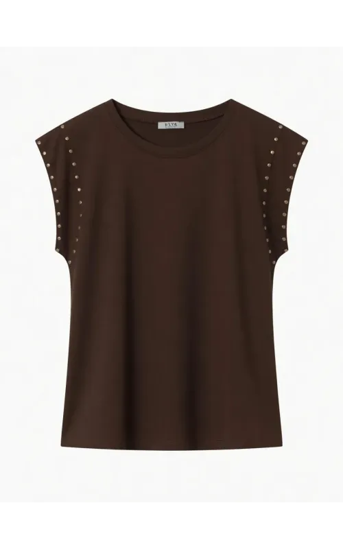 Camiseta Tachas Marrón
