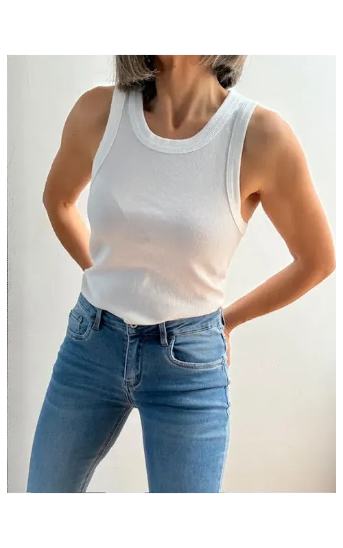 Top Canalé Fino Blanco