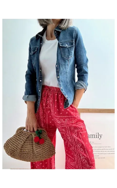 Pantalones Bandana Rojos Wide Leg
