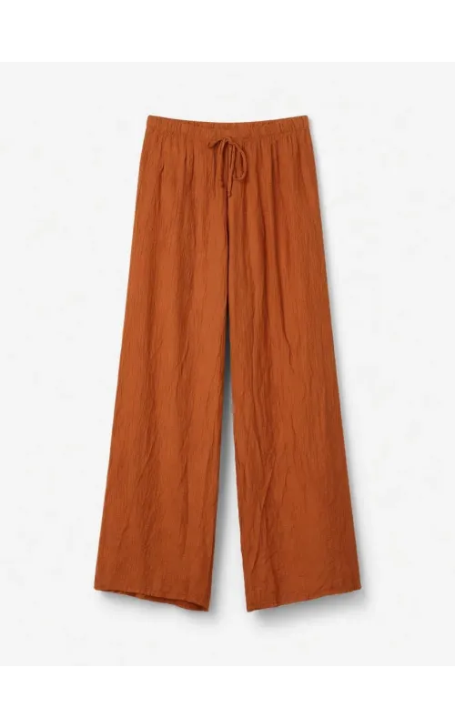 Pantalones Fluidos Crinkle Terracota