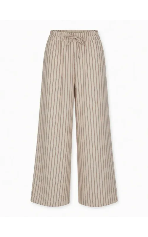 Pantalones Rayados Beige Raya Naranja