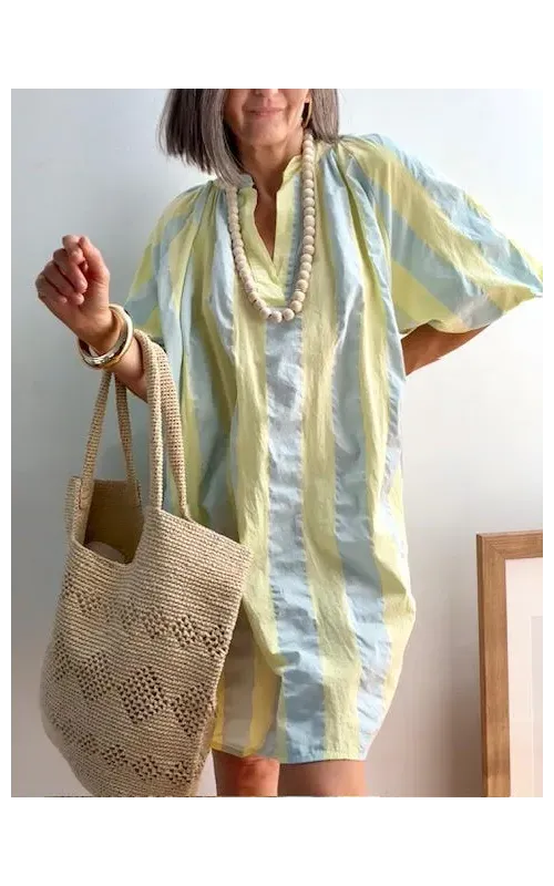 Vestido Rayada Amarilla y Azul