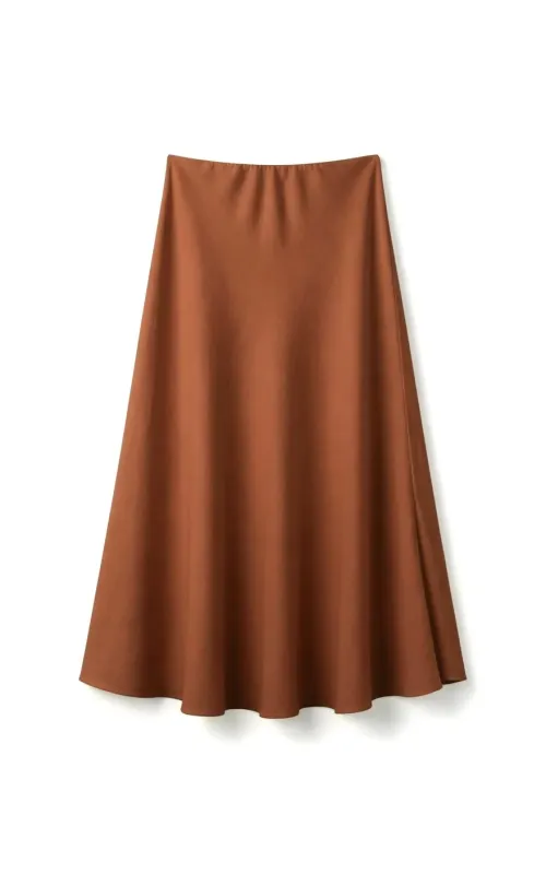 Falda Midi Cortada al Bies Caldera