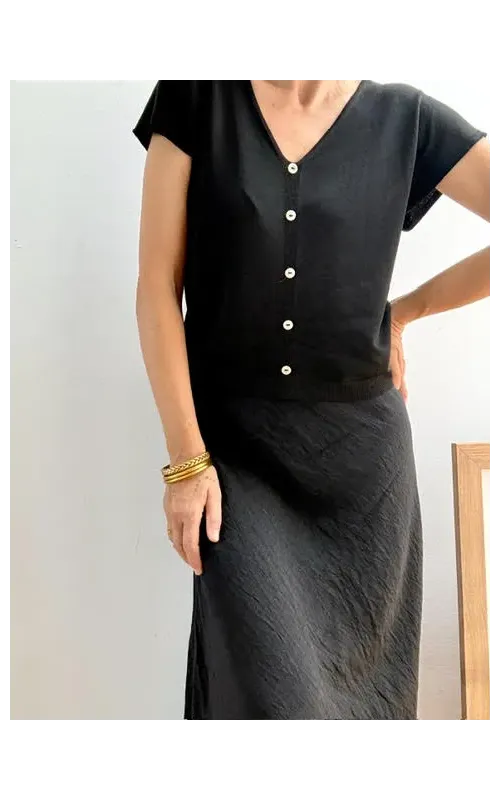 Falda Midi Cortada al Bies Negro