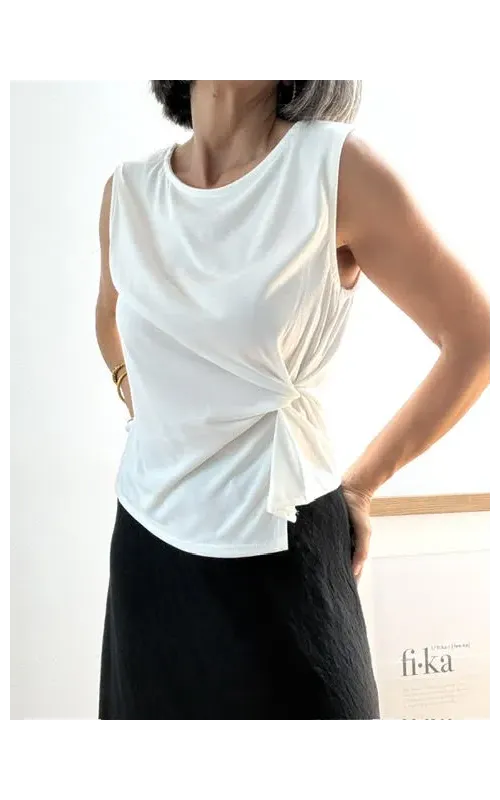 Top Nudo Lateral Sin Mangas Blanco
