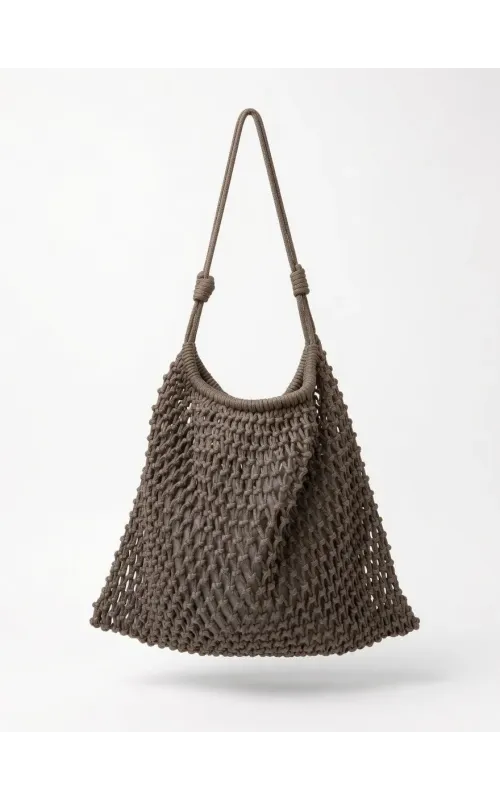 Bolso Macramé Tejido Marrón