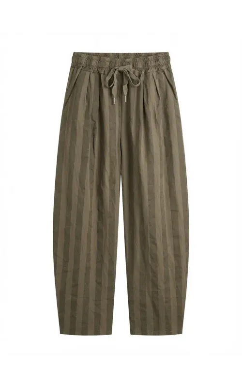 Pantalones Rayados Verde Kaki