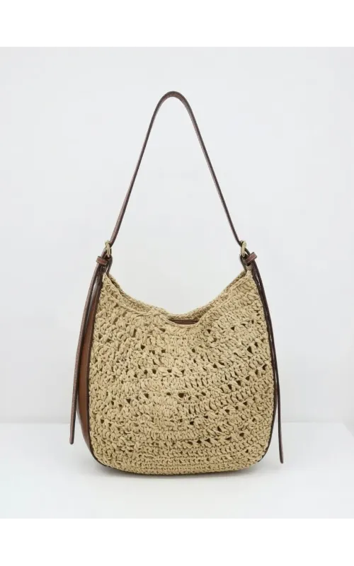 Bolso Hobo Croché Beige con Asa de Hombro Regulable