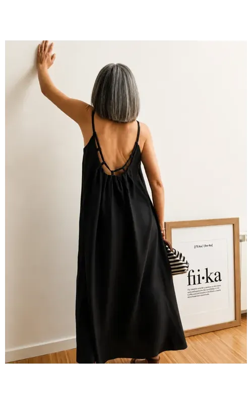 Vestido Trabillas Traseras Negro