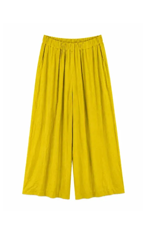 Pantalón Ancho con Caída Ocre