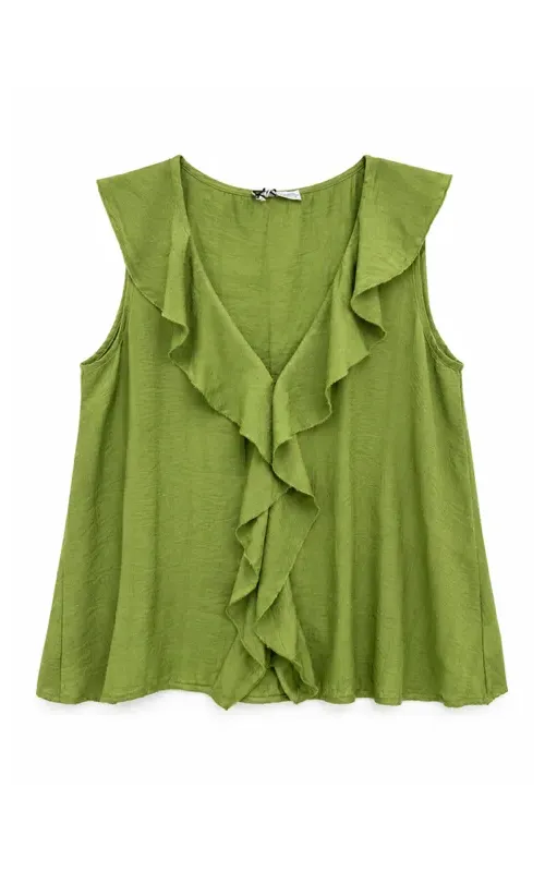 Top con Volantes Asimétricos Verde