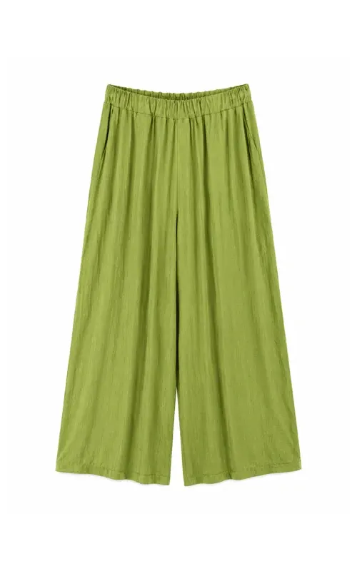 Pantalón Ancho con Caída Verde