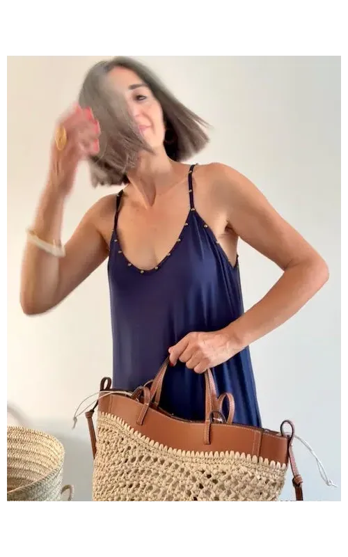 Vestido Tachas Marino