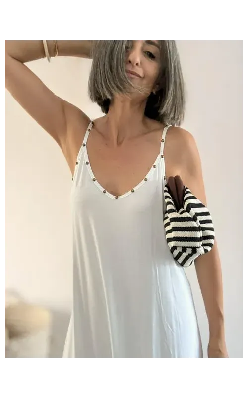 Vestido Tachas Blanco