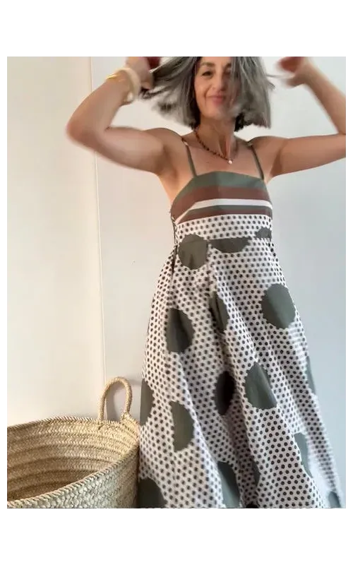 Vestido Midi de Lunares con Smock