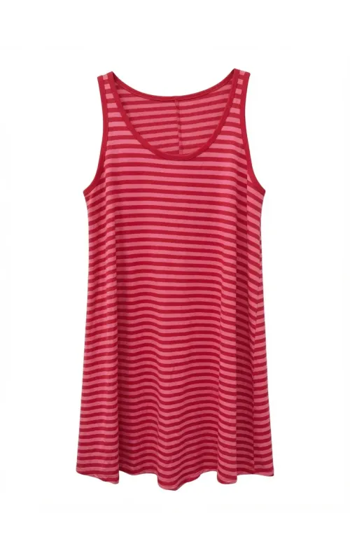 Vestido Sin Mangas Rayado Rojo Rosa