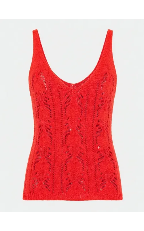 Top de Punto Calado Rojo Fluor