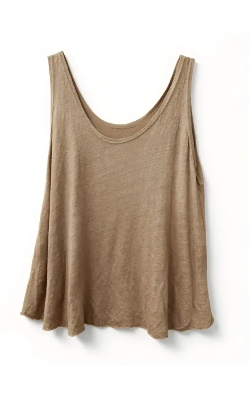 Camiseta Tirantes Lino Camel