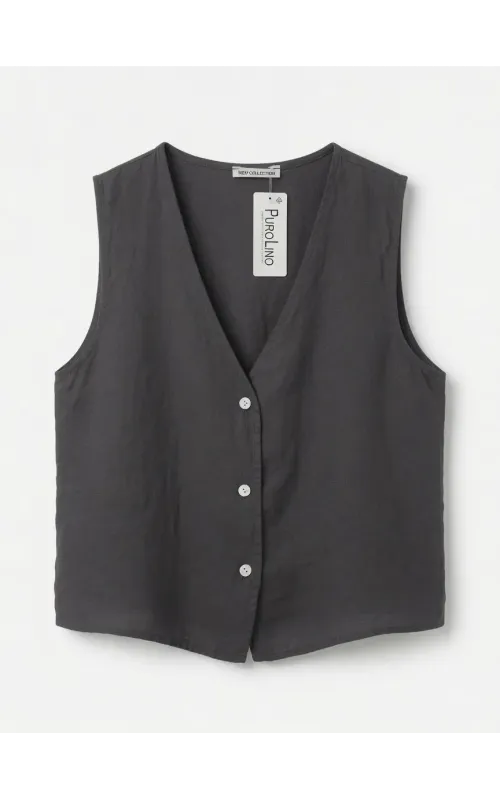 Chaleco Lino Gris