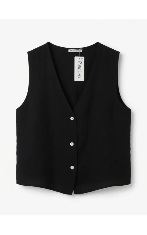 Chaleco Lino Negro