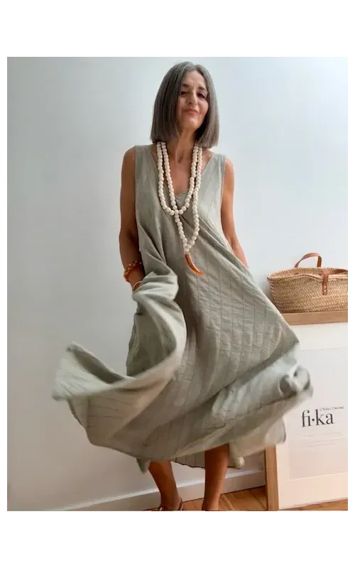 Vestido de Algodón Salvia