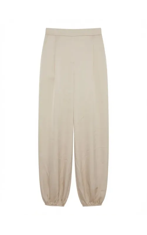 Pantalones Bombachos Satinado Beige