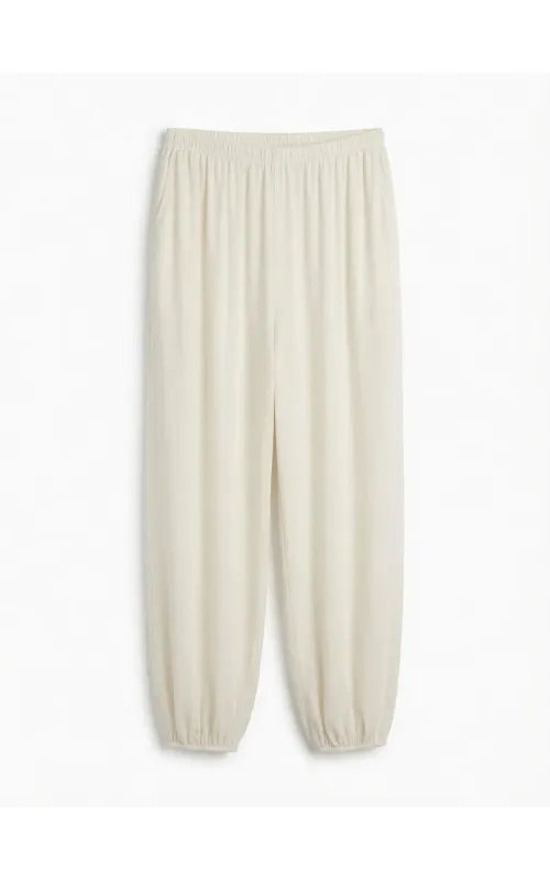 Pantalón Bombacho Fluido Crema