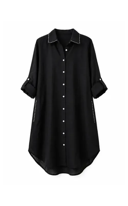 Vestido Camisero Playero Negro