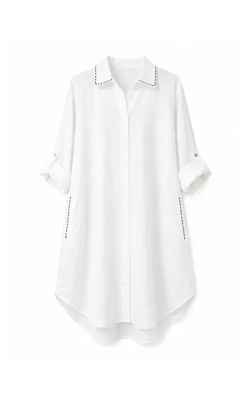 Vestido Camisero Playero Blanco