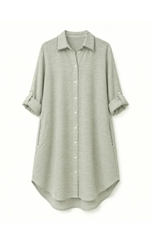 Vestido Camisero Playero Salvia