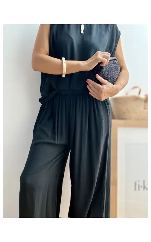 Pantalón Bombacho Fluido Negro
